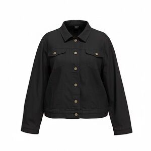 Tribal xl Black Button-Front Linen Jacket